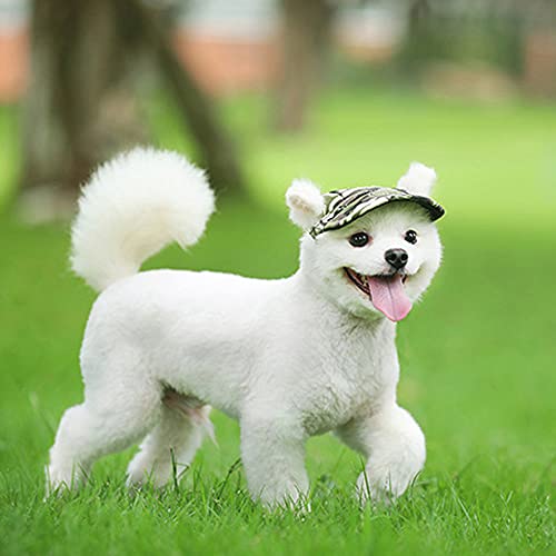 Leconpet Baseball Caps Hats with Neck Strap Adjustable Comfortable Ear Holes for Small Medium and Large Dogs in Outdoor Sun Protection (M, Camouflage)