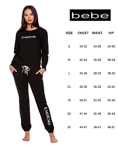 Bebe Womens Pajama Sets - French Terry Plus Size Pajamas For Women With L/S Pullover And Pj Pant With Pockets (Black, 2X) #TOP5