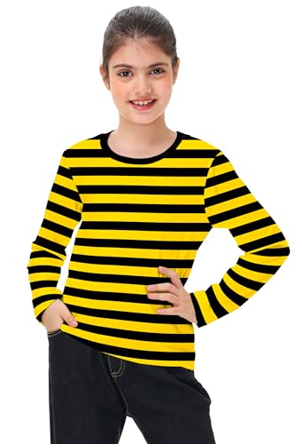 Image of Remimi Kids Striped Shirts Long Sleeve Boys Girls Crew Neck Holiday Tshirts 3-14 Years