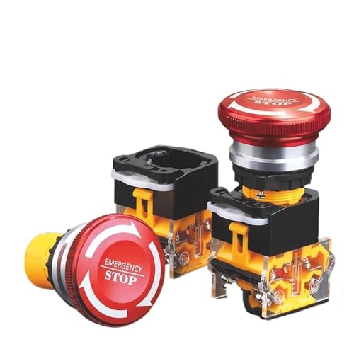 Bouton champignon rouge oxydé M3 8A 2NO2NC d'arrêt d'urgence