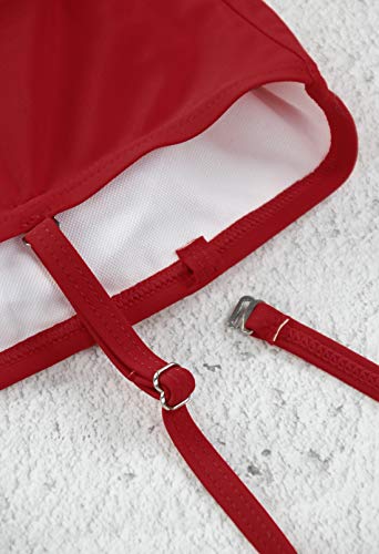 Pink Queen Women's Removable Strap Wrap High Waist Bikini Set Swimsuit Rose M #TOP2