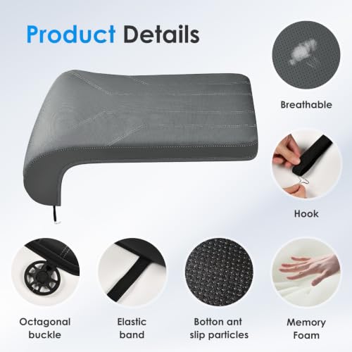 Image of FLORICH Car Seat Extender Leg Extender Support Cushion for Driver Seats Office Chair, Leather Carseat Leg Support for Long Drivers Universal Car Seat Cushion Legs Rest Pads-Light Grey