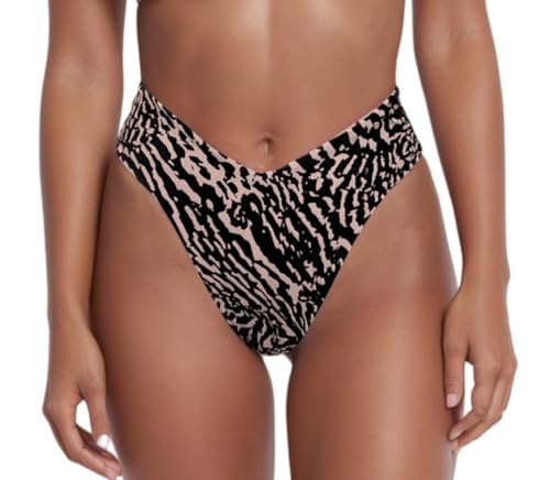 Women's Cheeky Brazilian Bikini Bottoms High Rise High Cut Swim Bottoms for Beach, Swimming Pool, Rave Festivals Leopard M
