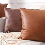 YAERTUN Set of 2 Lumbar Faux Leather Decorative Throw Pillow Covers Modern Solid Outdoor Cushion Cases Luxury Pillowcases for Couch Sofa Bed 12x20 Inches 30x50 cm Brown