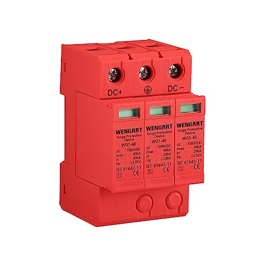 Wengart Dispositivo de protección contra sobretensiones, SPD 3P 1000V 20-40KA, Dispositivo de Baja tensión para protección contra Rayos, distribución de energía y Equipos de Control