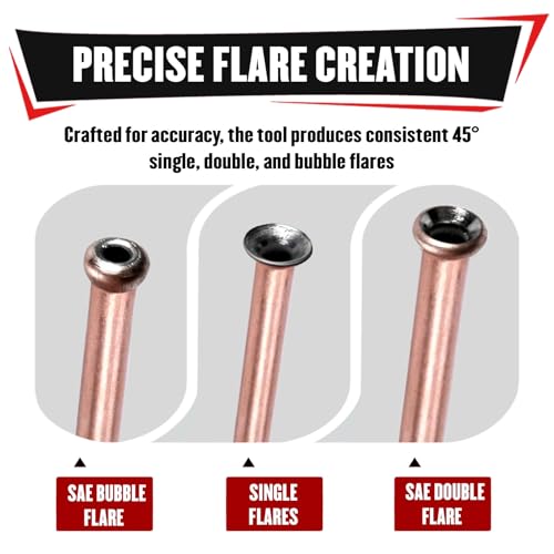 Image of YIYITOOLS 7Pcs Brake Line Flaring Kit for 1 /4 inch, 3 /16 inch Copper, Aluminum and Nickel-Copper Tubing Lines, Creates 45 Single, Double & Bubble Flares, SAE