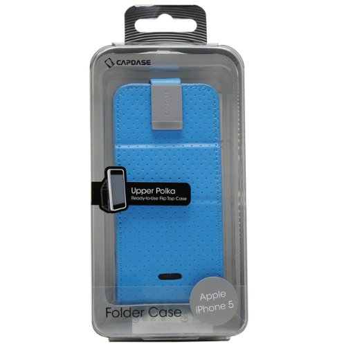 CAPDASE iPhone SE (��1����) (2016�N����) / iPhone 5s (2013�N����) / iPhone 5 (2012�N����) �p �P�[�X Folder Case Upper Polka, Blue/Grey �t�H���_�[�P�[�X 