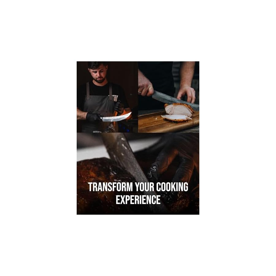 The-Cooking-Guild-Slicer-Knife-12-Inches-Grizzly-Series-San-Mai-Steel-Japanese-Slicing-Knife-with-Hammered-Finish-Rosewood-Handle-Meat-Slicer-Rust-Resistant The Cooking Guild Slicer Knife - 12 Inches - Grizzly Series - San Mai Steel Japanese Slicing Knife with Hammered Finish - Rosewood Handle Meat Slicer - Rust-Resistant