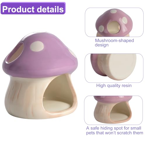 Image of Ceramics Mushroom House Aquarium Decor - Axolotl & Betta Hiding Cave with Breeding Spot for Betta Fish, Shrimp, Small Fish & Goldfish Tank Ornament - Purple
