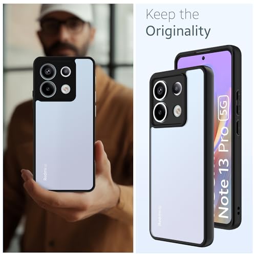 Image of KAPAVER Hybrid Clear Back Cover Case for Redmi Note 13 Pro | Protective Shockproof Cleare Hard PC Soft Flexible Black TPU Cover