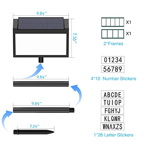 Solar House Number Sign, Deerdance Led Illuminated Outdoor Address Plaque With Smart Control, 3-Color In 1 Waterproof Solar Powered House Number Light With Stakes For Outside Home, Yard, Street, House #TOP6