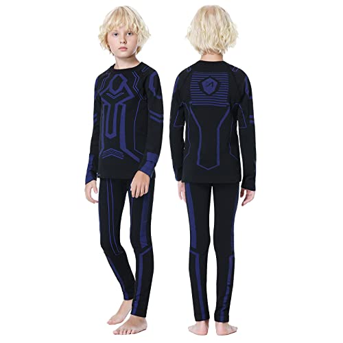 Feixiang Thermal Underwear For Kid, Long Johns Sets Base Layer Long Sleeve Shirts & Pants Boys Winter Ski Cold Weather Gear Blue Medium #TOP5