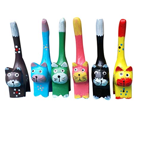 BESPORTBLE Chat en Bois Miniature Mini Chat Statues Ornement de Chat Ornement de Bureau pour La...