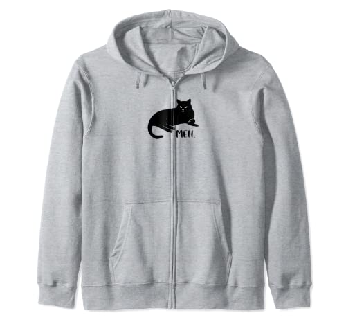 Meh Funny Black Cat Lovers Sudadera con Capucha
