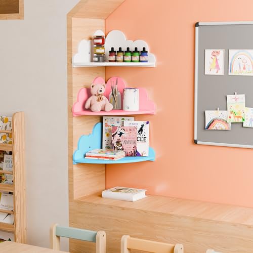 50% OFF! Juego de 3 estantes esquineros flotantes en forma de nube