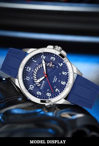 Image of Waterproof Watch Analog Military Stylish Durable Timepiece for Men Boy Sports Wrist Quartz Watches,Silicone Strap