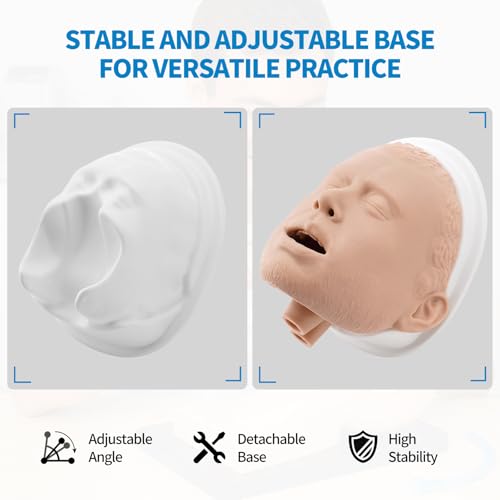Image of PER4MANCE Airway Management Set for Adult - Intubation Simulation Head with Detachable Base, Ideal for Practicing Oral Pharyngeal Airway and Nasal Pharyngeal Airway Intubation