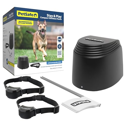 Repelentes | Petsafe Stay Play - Valla Inalámbrica Compacta Para 2 Perros, Pantalla Lcd Para Ajustar El Límite Circular, Asegurar Hasta 3 4 De Área De Acres, Uso Para Todas Tus Mascotas, Sistema Portátil