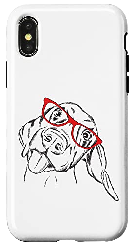 Mens Womens Kids Funny Goofy Red Glasses Vizsla Dog Lover �X�}�z�P�[�X iPhone X/XS �p