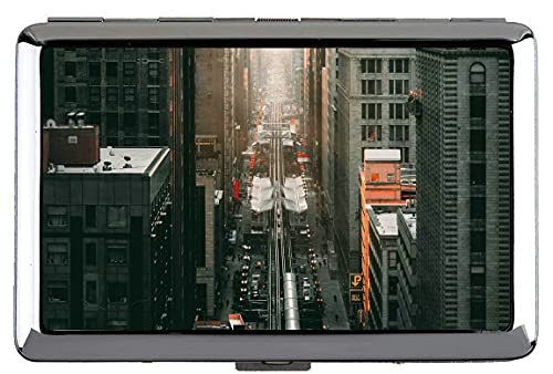 Zigarettenetui-Box, Stadtmetropole Aerialansicht Halten Sie Visitenkarten in der makellosen Bedingung A308