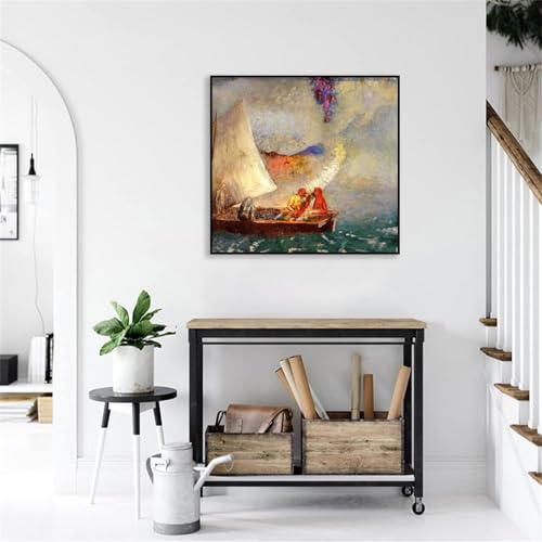 Tableau Odilon Redon impression sur toile bateau cadre noir 50x50 cm - 4