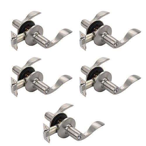 Dynasty Heritage Privacy Door Lever for Bed and Bath Interior Keyless Door Handle Satin Nickel Contractor Pack (5 Pack)