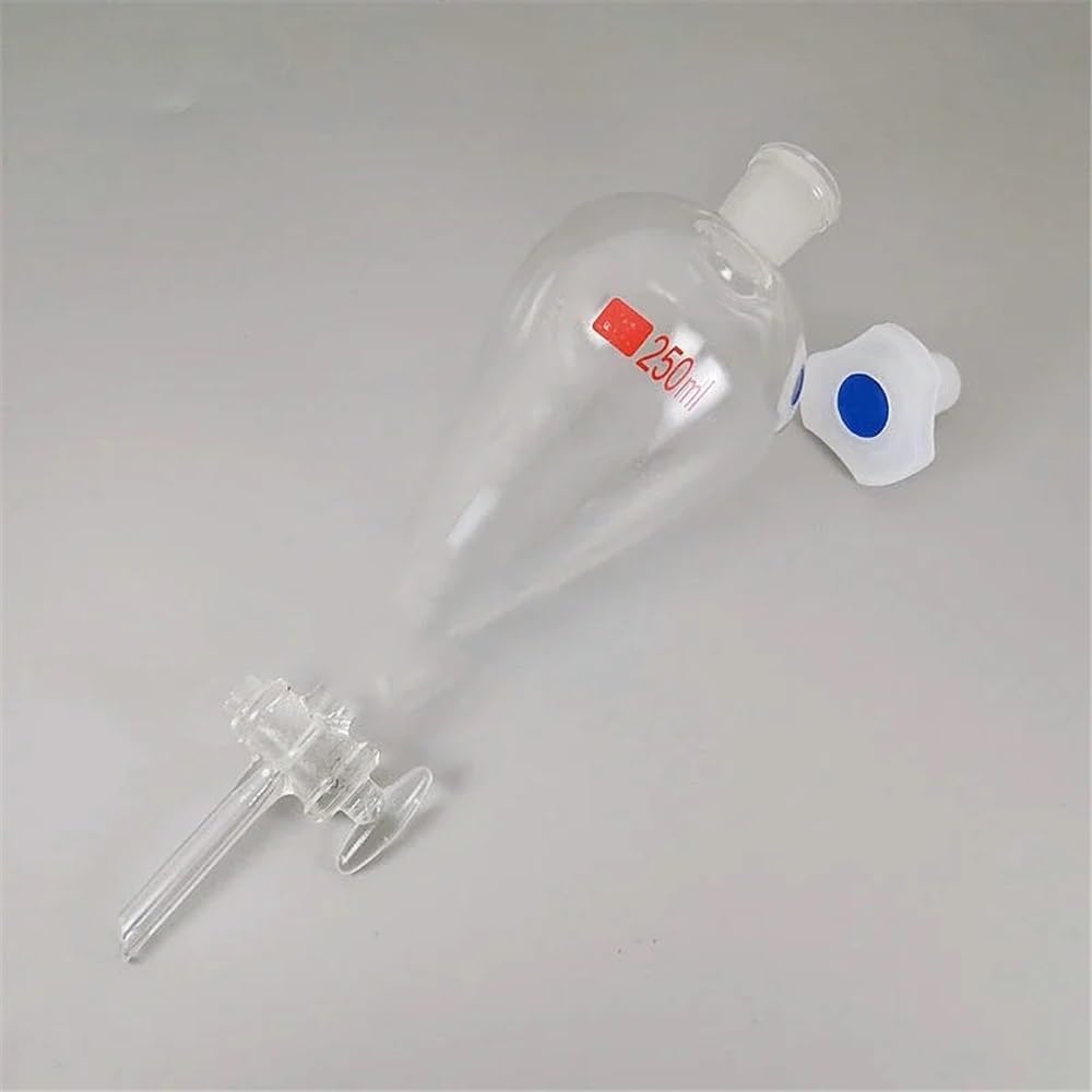 Vetreria da laboratorio 1 imbuto separatore trasparente e spesso a forma di pera da 250 ml a 1000 ml con pistone in vetro/PTFE for laboratorio(500ml (PTFE piston))