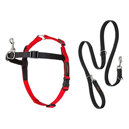 Halti Front-Kontrollgeschirr und Trainingsleine Kombi-Pack, stoppt das Ziehen des Hundes bei Spaziergängen, inkl. großem Front-Kontrollgeschirr und doppelendiger Leine, schwarz, Modellnummer 14327W