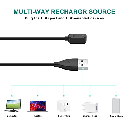 Image of Meliya Charging Cable for Huawei Band 10 9 8 7 6 / Honor Band 6 / Watch ES /Watch FIT,Fast USB Smart Watch Charging Cable Cord 3.3ft (100cm),Black