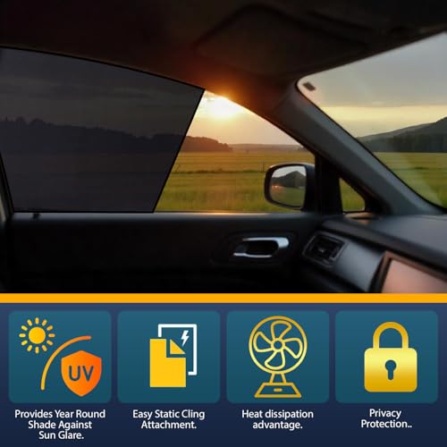 Image of OTO2EYE Car Sun Shade Compatible for Swift Dzire Model-2024 to 2025, Z-Black Fix Type Side Window Curtains, Only Half Cut in Front Window, 4 Pieces Set