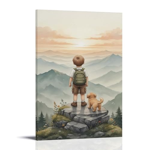 JIUERSHEING Boy Adventure Nursery Canvas Print, Toddler Room Decor Boy,