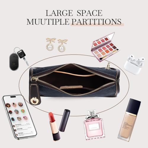 Genuine Leather Shoulder Bag for Women: Vintage Cowhide Leather Crossbody Purse - Flower Embossed Underarm Bag4