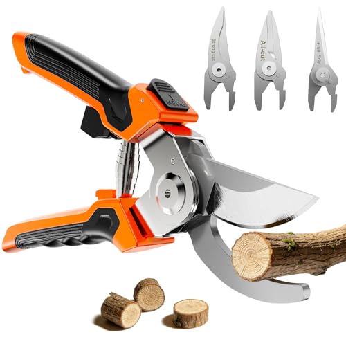 Forbici Potatura,Preciva cesoie potatura dotate di quattro lame affilate in acciaio inossidabile martensitico ad alto tenore di carbonio, con attrezzi da giardinaggio multiuso rimovibili.