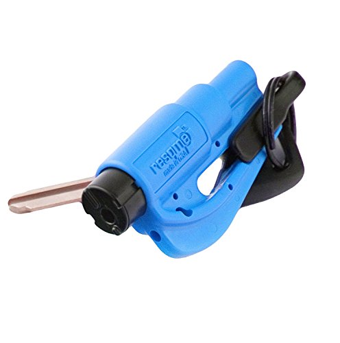 RESQME New Kit Seatbelt Cutter Emergency Survival Window Glass Breaker Keychain Tool Blue