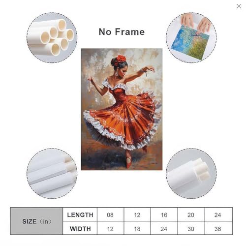 AAHAORYI Argentina Chacarera Dancer Art Print, Latin Folk Dance Wall Art Colorful Painting Poster Modern Home Decor 16x24inch(40x60cm) - Image 3