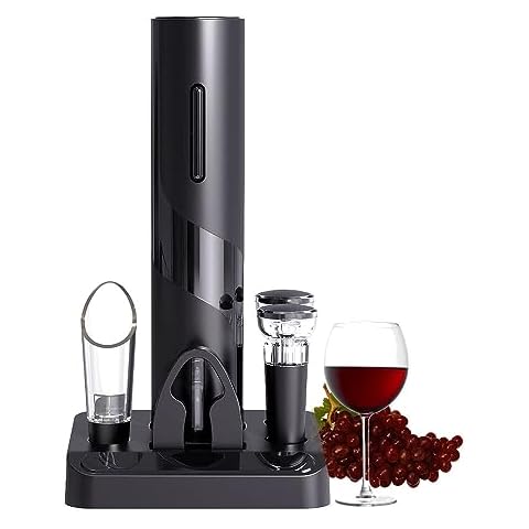 COKUNST Electric Wine Opener Set, Battery Operated Wine Bottle Corkscrew Opener with Foil Cutter, Wine Aerator Pourer, Vacuum Stoppers, Reusable Wine Bottle Openers with Accessories for Kitchen Party Cover