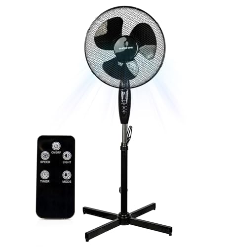 A2Z 16 Inch Pedestal Fan Remote Timer Adjustable Quiet Airflow Cooling