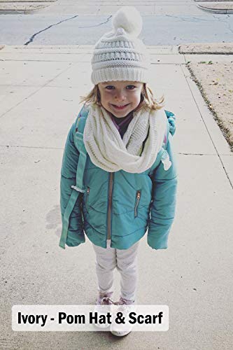 Kids Beanie & Scarf Bundle (Messy Bun): Solid Black #TOP6