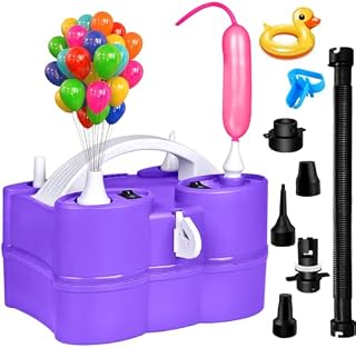 Balloon Pump Electric 3-in-1 Portable Air Pump for Inflatables and Balloons, Fast Inflation for 260q Foil Mylar Latex Double-Stuffed Balloons, Inflator Deflator for Pool Floats Air Bed
