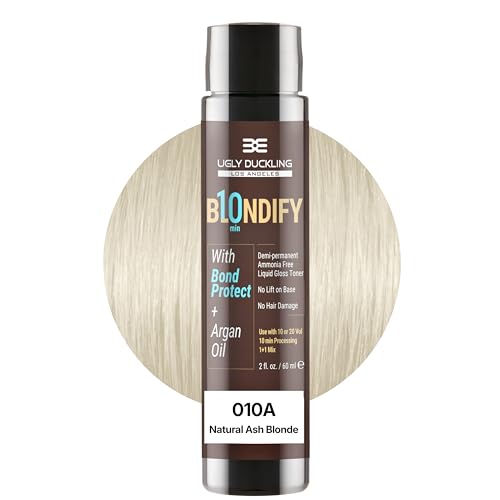 Ugly Duckling Blondify Natural Ash Blonde Toner 10A with Bond Protect & Argan Oil, Neutralizes Brassy Yellow Tones, No Lift Formula for Pre-Lightened Level 9+ Hair, Ammonia & PPD Free, 60ml