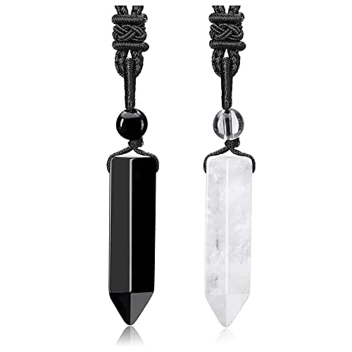 Jovivi 2pcs Crystal Necklaces for Men Women Handmade