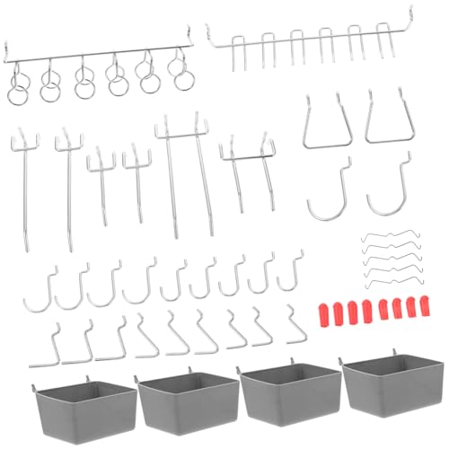 GLEAVI 114pcs Metal Pegboard Hooks Kit Garage Workshop Craft Room Storage Heavy Duty Hooks Bins Accessories