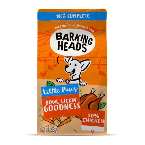 Barking Heads Complete Dry Dog Food 1.5kg- Adult Little Paws (Small Breed) Bowl Lickin' Goodness Chicken - Natural Everyday Immunity & Vitality - Vet Approved