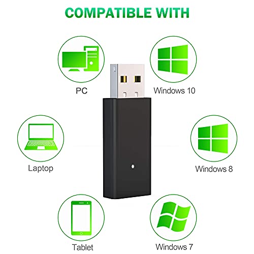 TOMSHEIR Wireless Adapter for Xbox Works for Windows 10 Compatible with Xbox One Controller, Xbox One X, Xbox One S and Elite Series Controller