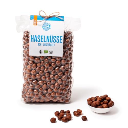 PAKKA Bio Jumbo Haselnüsse nature, roh und ungeröstet, 1kg, Öko & Fair, direkt hergestellt und abgefüllt vom Produzenten in Sugdidi, Georgien, vegan, Nüsse, 1000g (1er Pack)