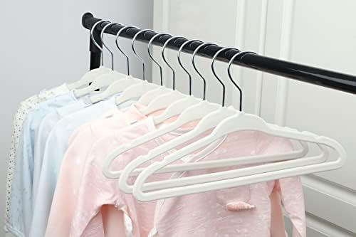 ManGotree Baby Velvet Hangers,Infant and Toddler Hangers,No-Slip Children Hangers, Ultra-Slim Space Saving Kids Hangers, Sturdy&Durable Clothes Hangers 15 Pack (Cream)