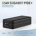 PoE Injector Up to 15W Power Supply, Gigabit PoE Adapter for IP Cameras and VoIP Phones Network Distance Up to 328 ft. PoE Power Supply IEEE 802.3af Compliant Plug & Play Desktop UL Certified