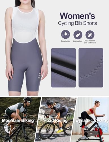 INBIKE Padded Cycling Bibs Women Bike Shorts with Pocket Biking Bibs for Spinning Road Bike MTB Purple X-Small - Thumbnail 5