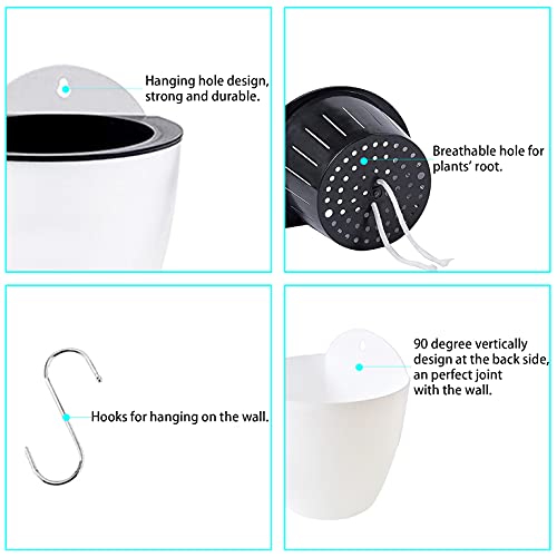 Mitoharet 7 Pack Self Watering Wall Planter, Plastic Self Watering Pots Wall Hanging Planters,Indoor Outdoor Vertical Flower Pot For Succulent Plants And Small Flower Pots Plants (Size:m,Color:white) #TOP3