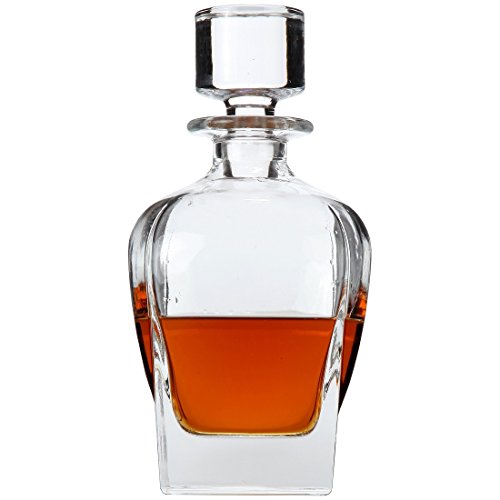 Lily's Home Wine, Liquor and Whiskey Decanter with Glass Stopper, Let Your Favorite Vintages Breathe with this Beautifully Stylish and Functional Piece (25 Ounces)